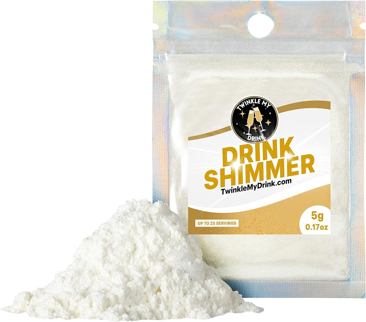 Twinkle My Drink Pearl White Premium Edible Glitter For Drinks | Valentines Drink Decorations | Wedding Drink Decor | 5G Up To 2