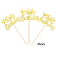 36 Pcs Happy Birthday Cupcake Toppers Glitter Birthday Cupcake Picks Decorations For Celebrating Birthday Party Supplies Gold