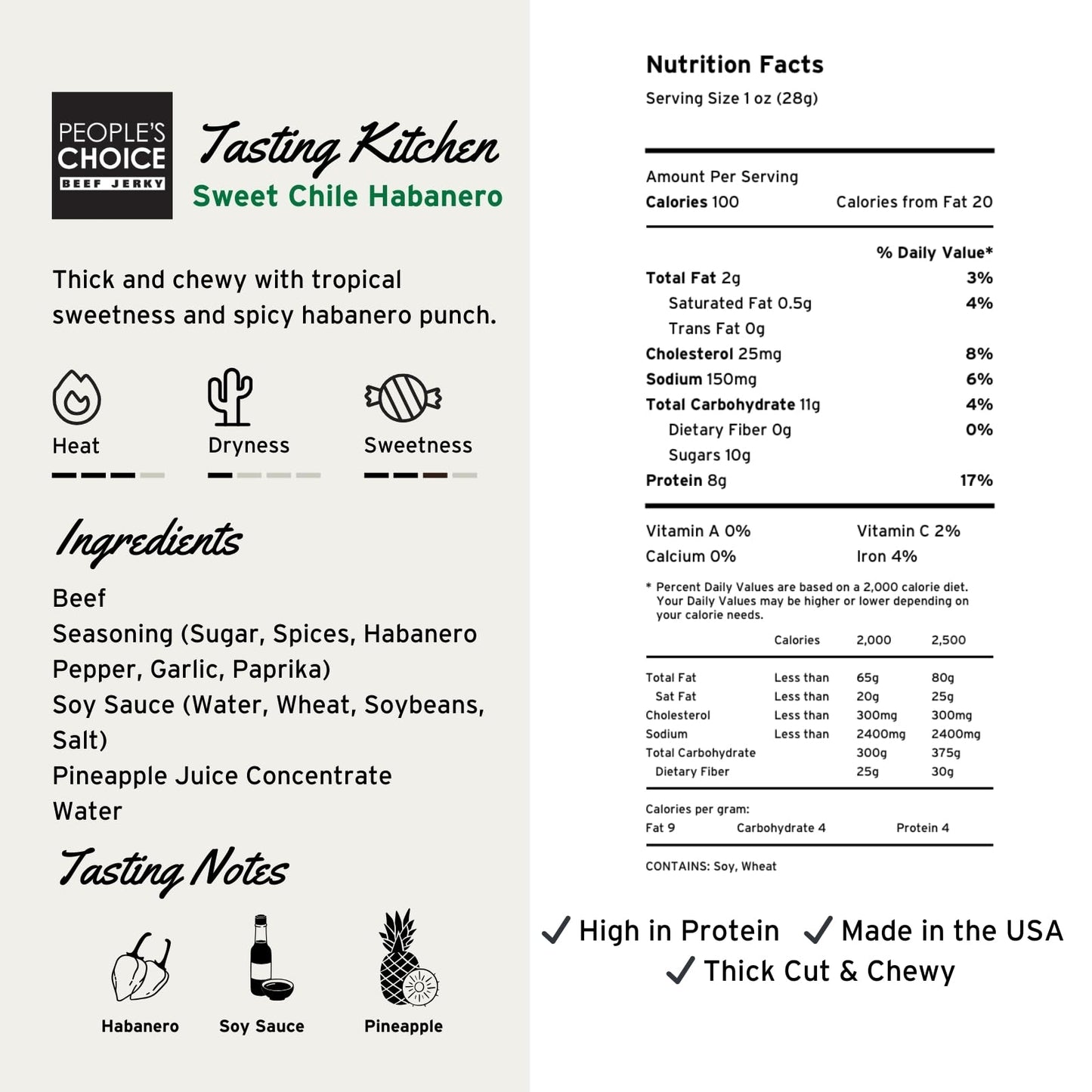 Peoples Choice Beef Jerky - Sweet Chili Habanero - High Protein Low Sodium - 16 oz Bag