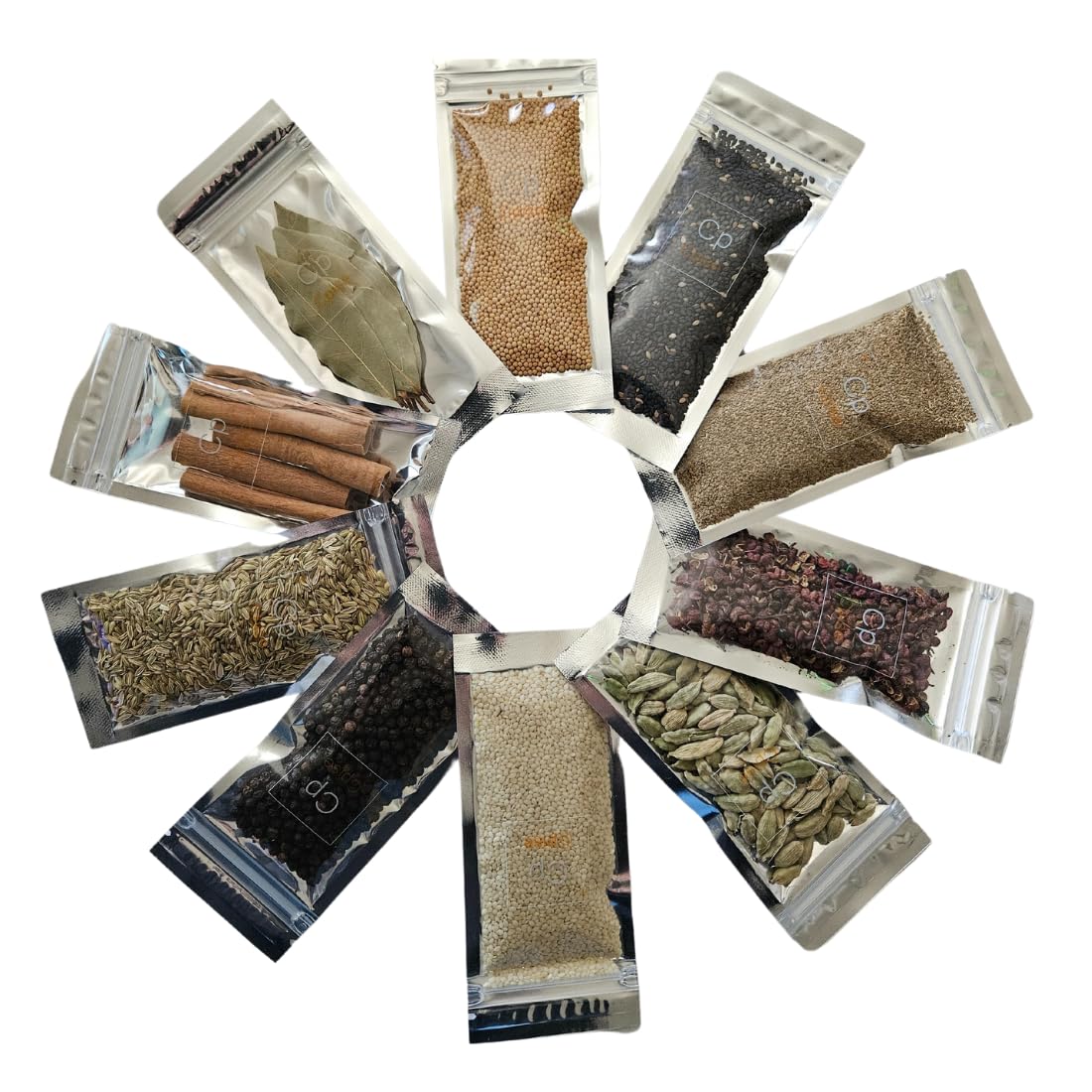 Organic Whole Spice Starter Gift Set Kit | Bay Leaves | Black Peppercorn | Green Cardamom | Celery Seeds | Vietnamese Cinnamon S