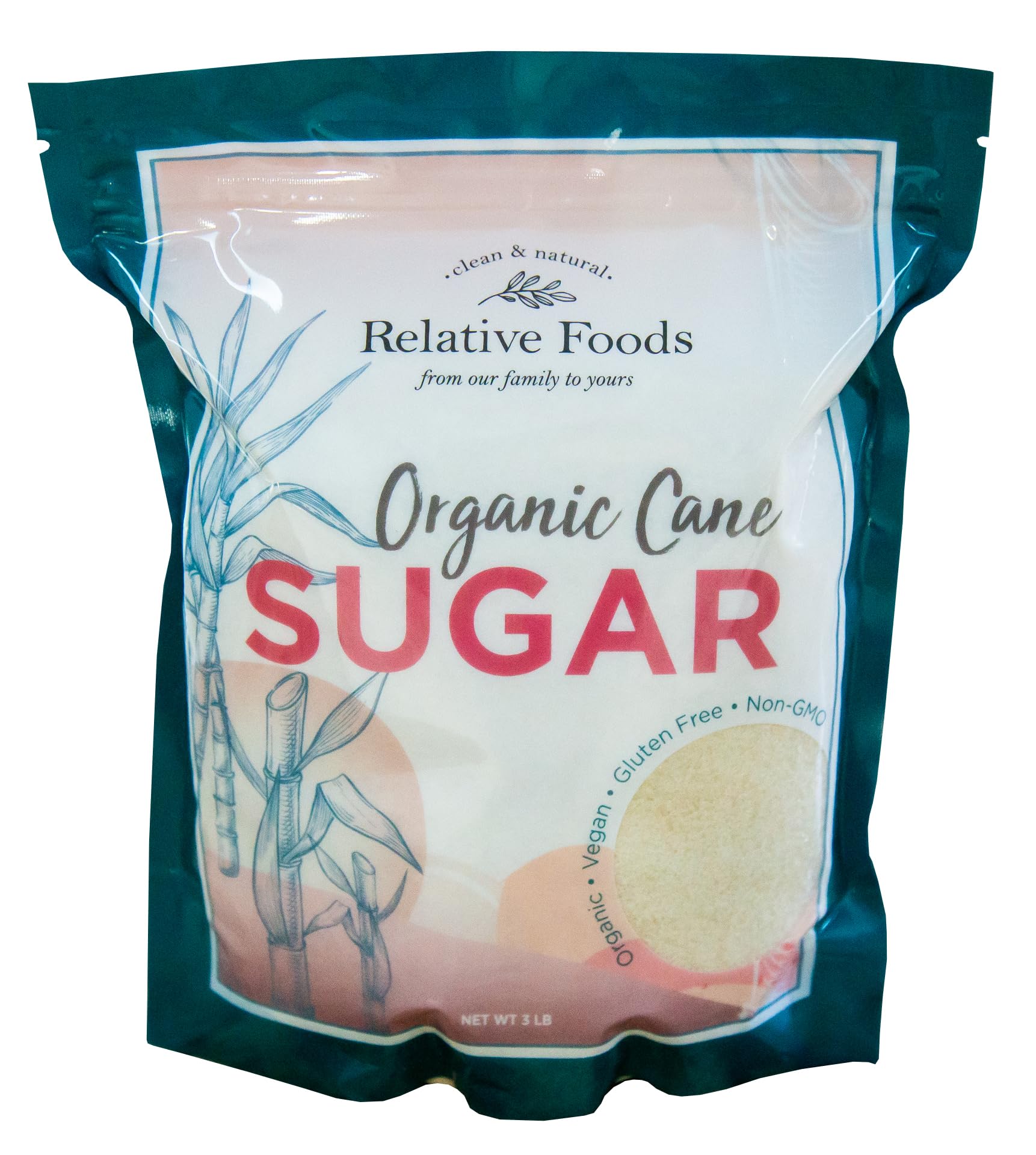 Relative Foods Organic Cane Sugar Crystals - Non-GMO, Vegan, Gluten Free, 48 Ounce