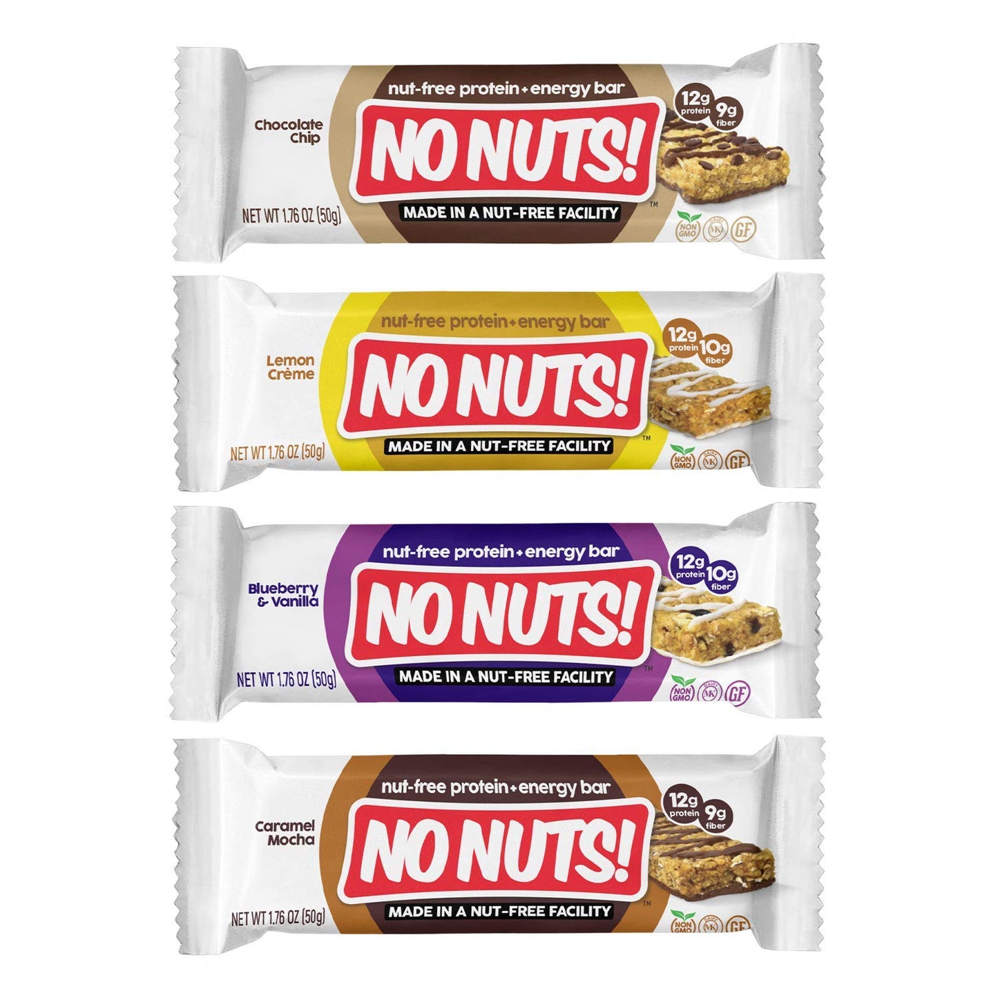 No Nuts! Variety Pack Protein Bars - 4-Flavor Sampler | 100% Nut-Free, Dairy-Free, Vegan, Organic, Kosher, Egg-Free, Non-GMO Sna