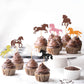 Keaziu Horse Cupcake Toppers - 32 Pack Paper Animal Racing Party Picks - Equestrian Theme Decorations