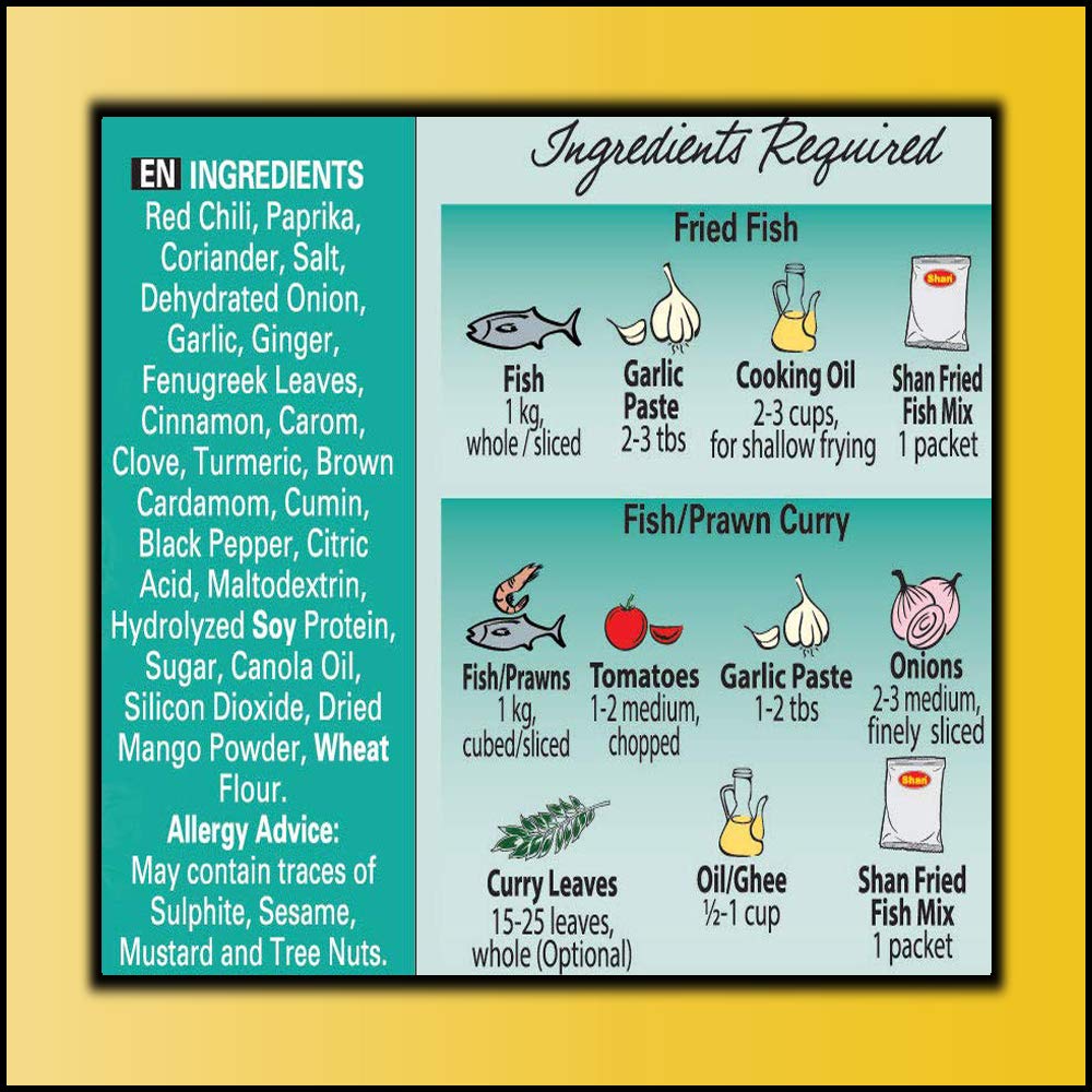 Shan - Fried Fish Seasoning Mix (50G) - Spice Packets For Spicy Fried Fish (Pack Of 6)
