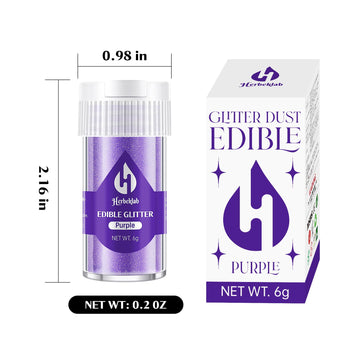 Purple Edible Glitter For Cocktails - 6G Purple Luster Dust Edible Drink Glitter Food Grade Metallic Shimmer Powder Sprinkles Fo