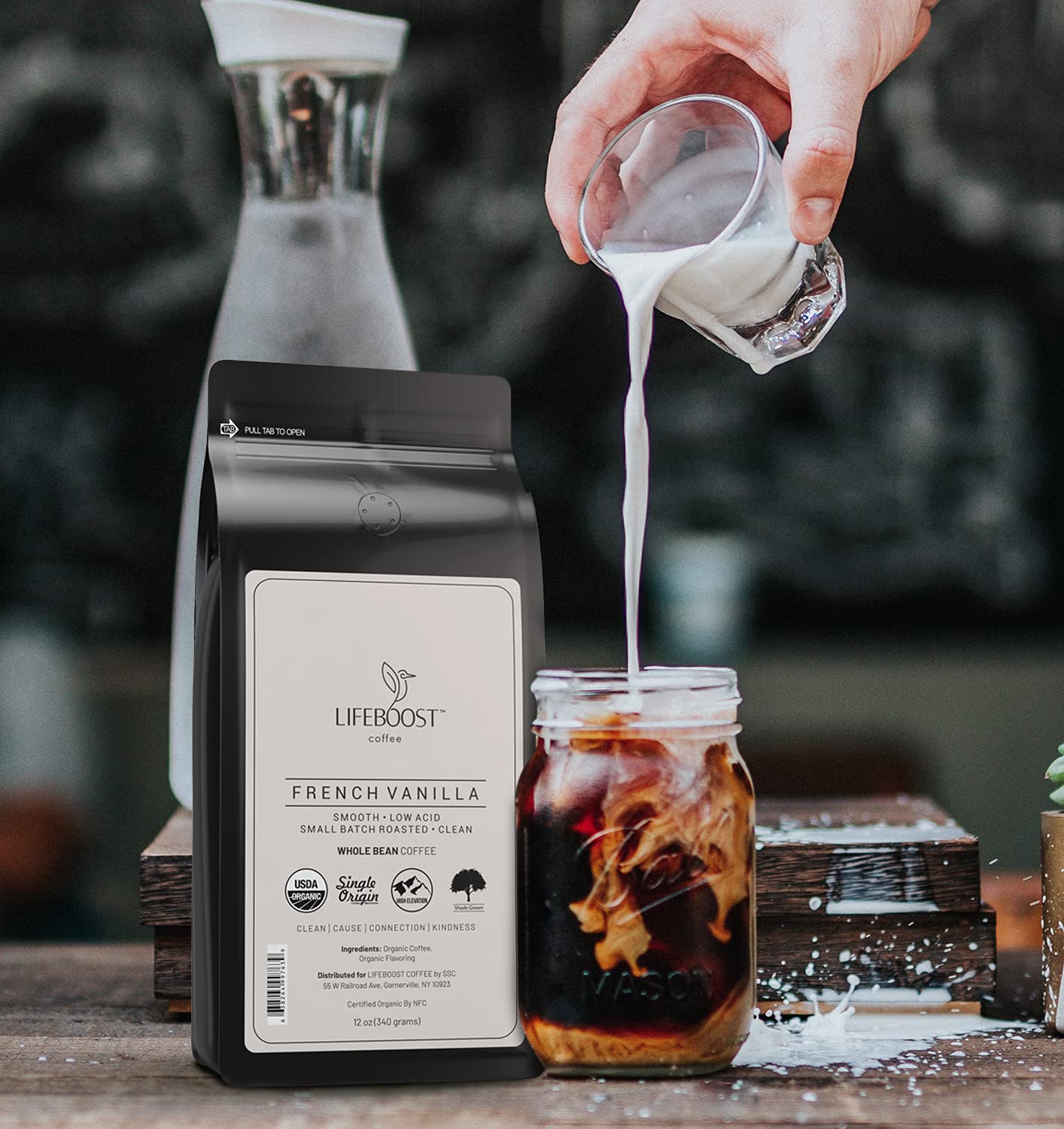 Lifeboost Whole Bean French Vanilla Coffee - Low Acid Single Origin Non-Gmo Organic Coffee - Third Party Tested For Mycotoxins &