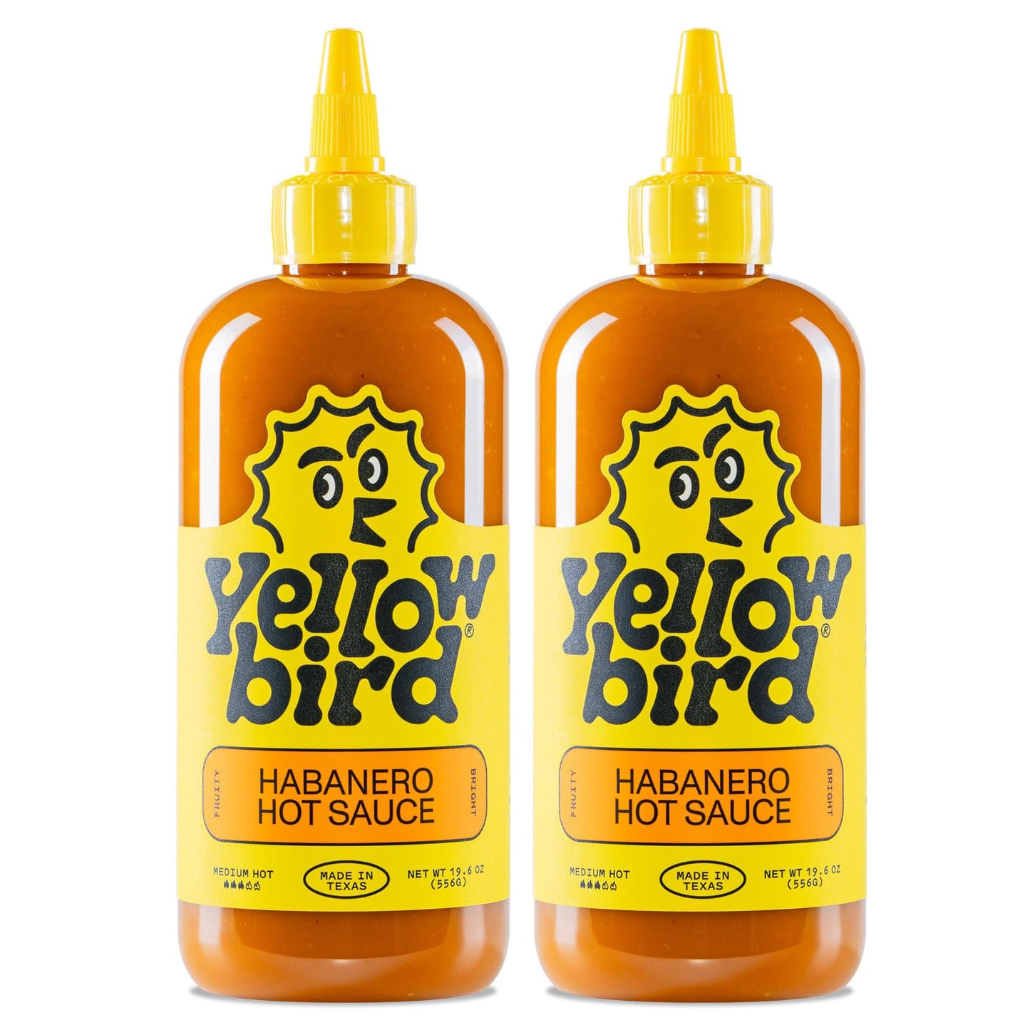 Yellowbird Classic Habanero Hot Sauce 19.6 oz. Tabletop Size (Medium Hot | 2 Bottles | Made in Texas)