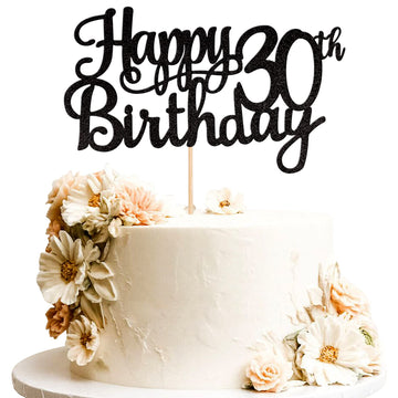 1 Pcs Happy 30Th Birthday Cake Topper Glitter Cheers To 30 Years Birthday Cake Pick 30 Fabulous Cake Decoration For Happy 30Th B