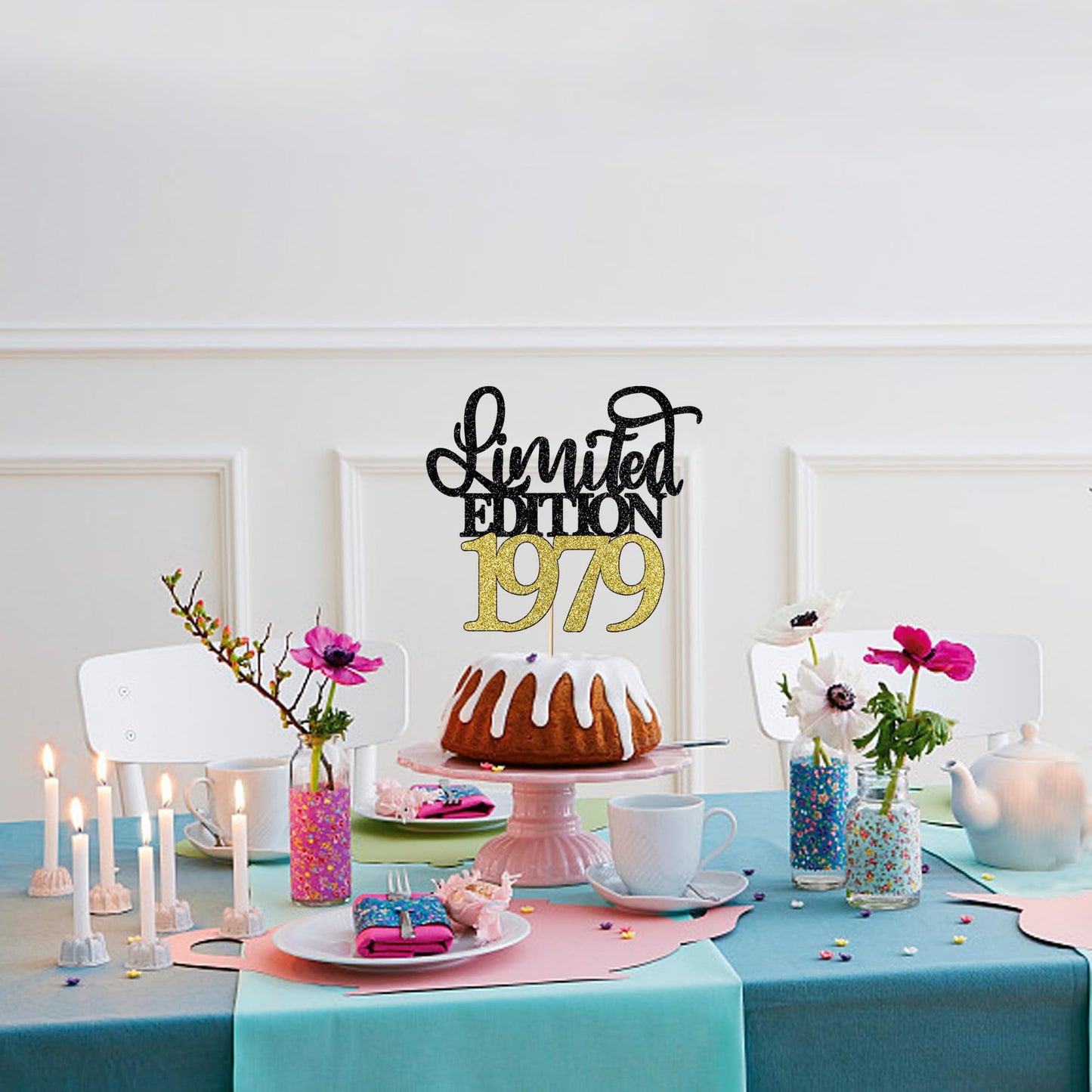 Leetaivie Limited Edition 1979 Cake Topper, Happy 45Th Birthday Cake Topper, Men And Women Cheer 45 Years /45 & Fabulous Cake De
