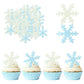 Gyufise Edible Cupcake Toppers 50Pcs Snowflakes Winter Party Supplies, Small, Blue White, Paper/Wafer