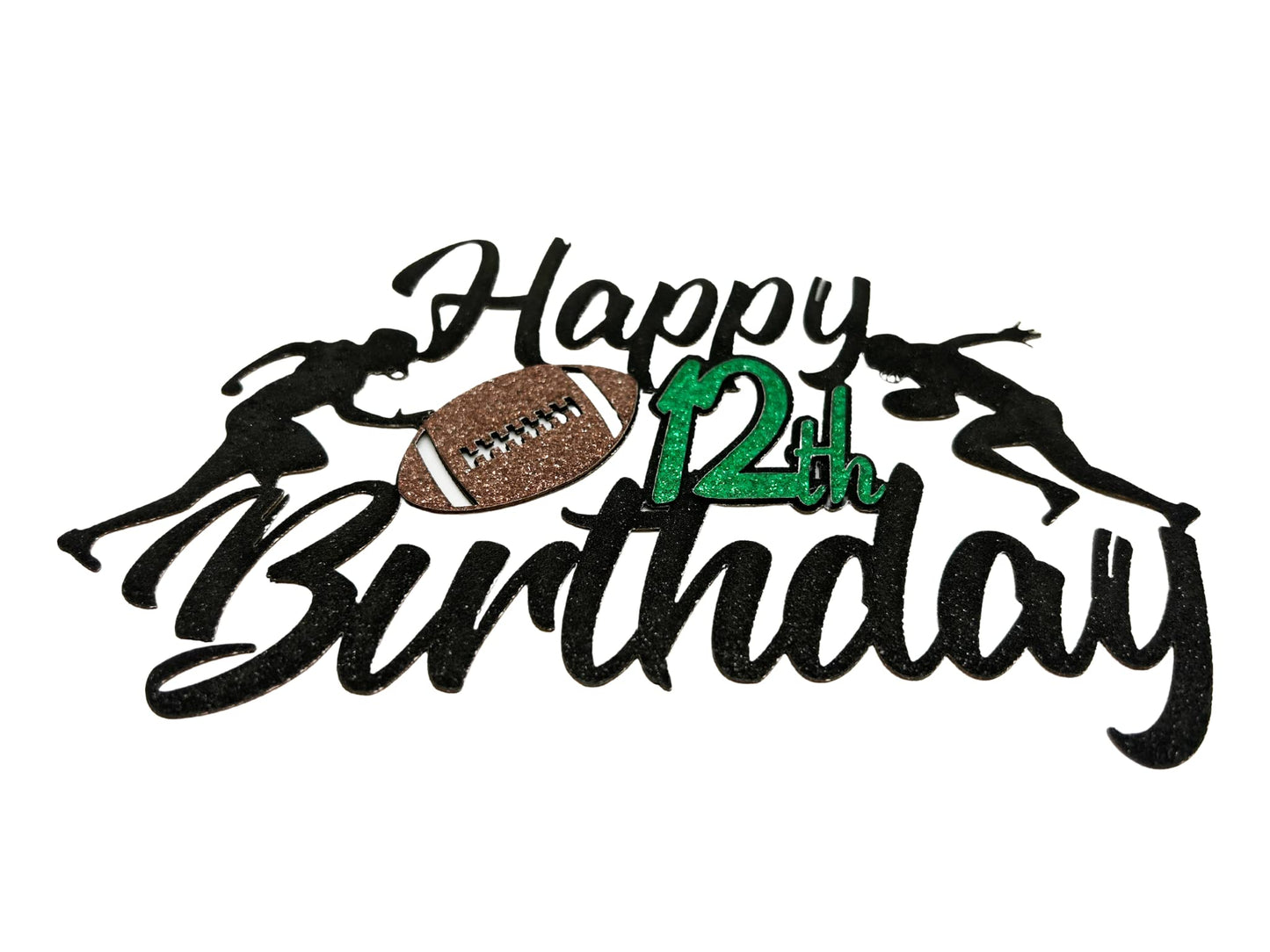 Happy 12Th Birthday Football Cake Topper 12 Twelve Years Old Rugby Player Scene Cake Decoration For Kids Sport Theme Twelveth Bi
