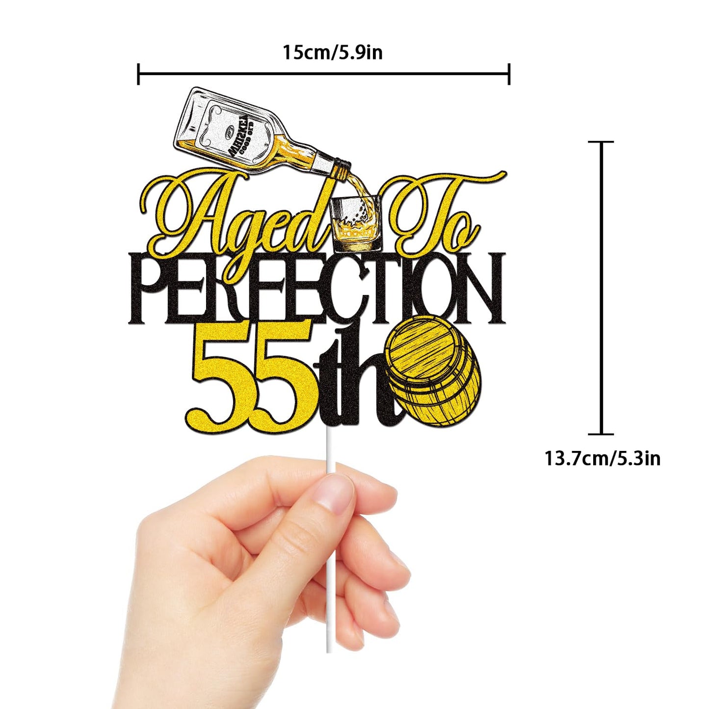LINGBOOM Aged To Perfection Birthday Cake Toppers, 9.8 cm x 15 cm, Card Material, Model C-Age to Perfection, Color 55