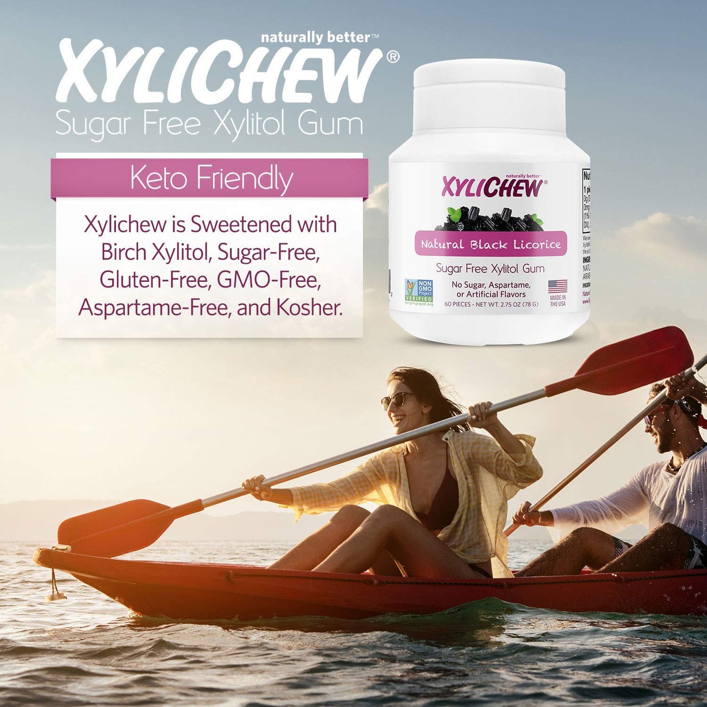 Xylichew Chewing Gum - Non-GMO, Sugar-Free, Licorice Flavor - 60 Count (Pack of 4)