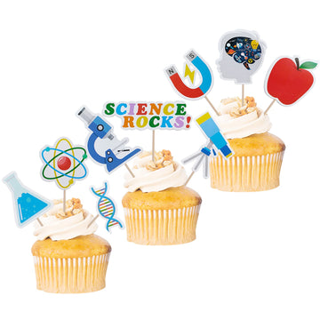 Mulukaya 27Pcs Science Cupcake Toppers Science Rocks Cake Picks For Birthday Party Decoration Supplies