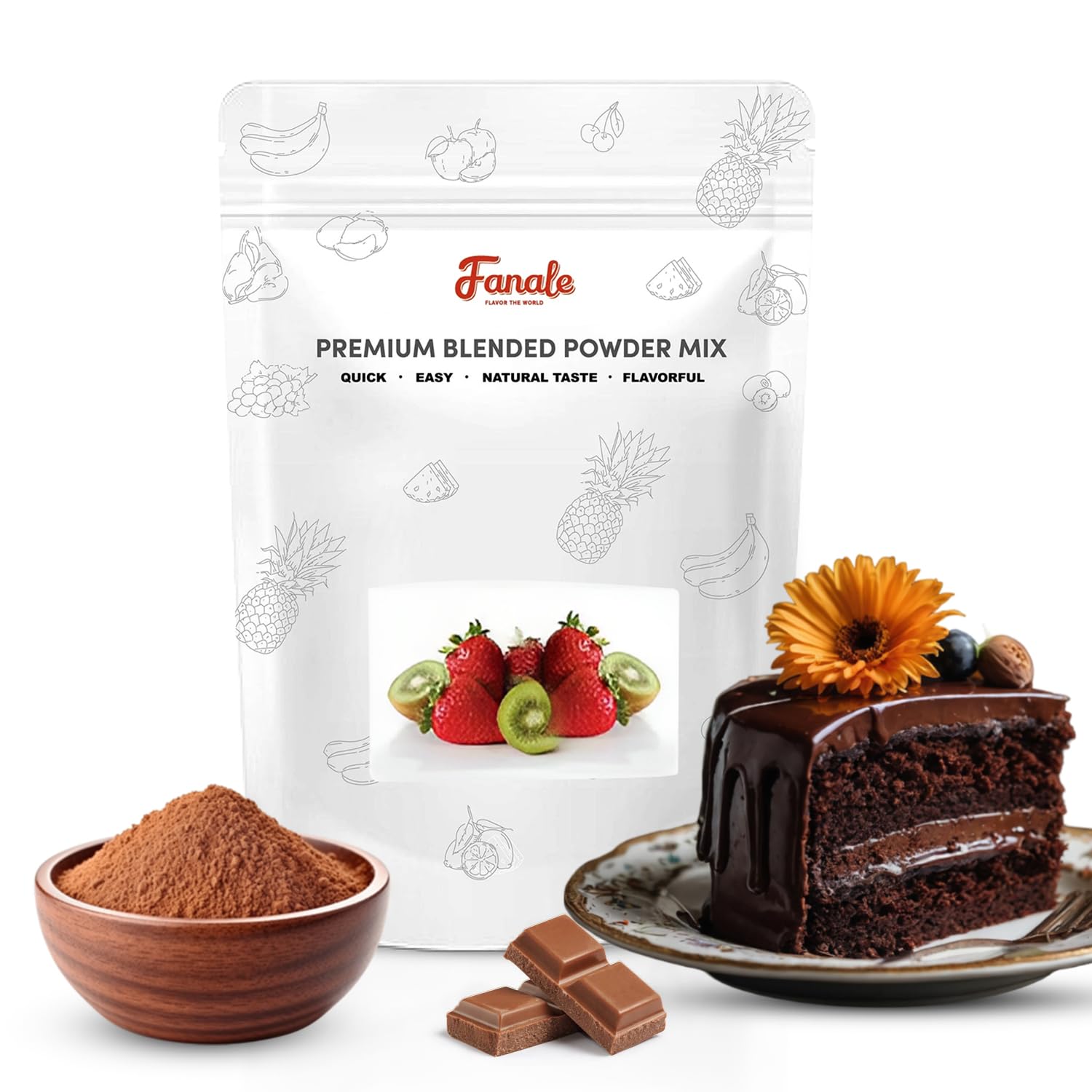 Fanale Chocolate Bubble Tea Flavoring Powder, 2.2 lbs, Perfect for Baking, Smoothies, Desserts, and Drinks