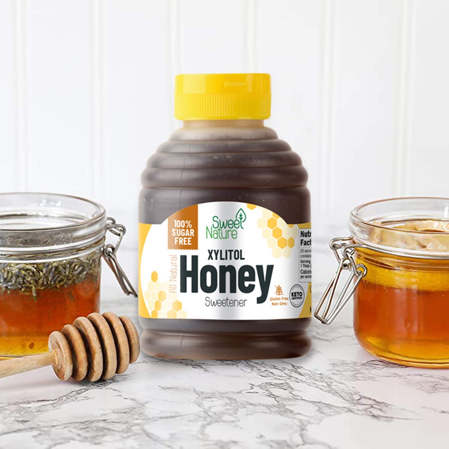 Sweet Nature Birch Xylitol Sugar Free Honey - Non Gmo - Kosher - Made In The U.S.A. - Keto Friendly (14 Oz)