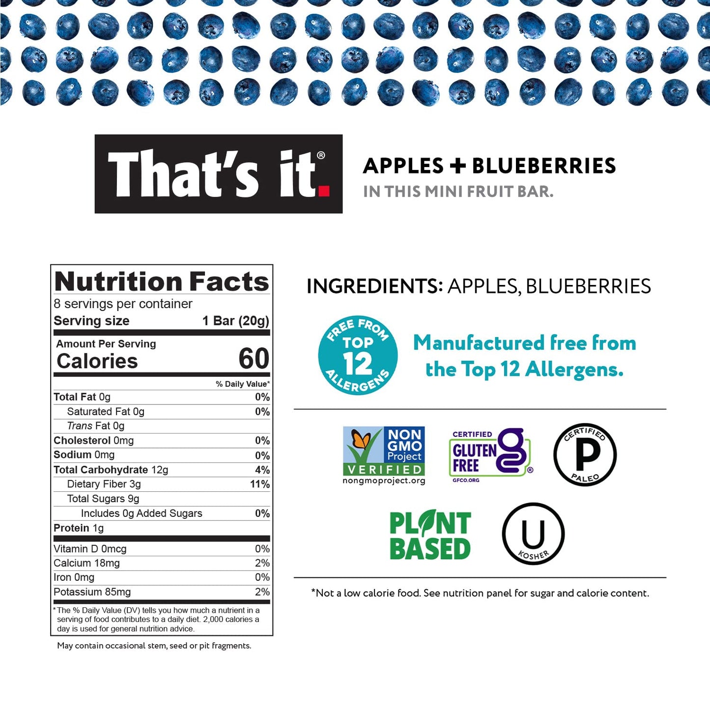 Thats it. Mini Fruit Bars (Variety 24 Pack) No Sugar Added, Plant-Based, Vegan & Gluten Free, Breakfast Bar, Paleo, for Childre
