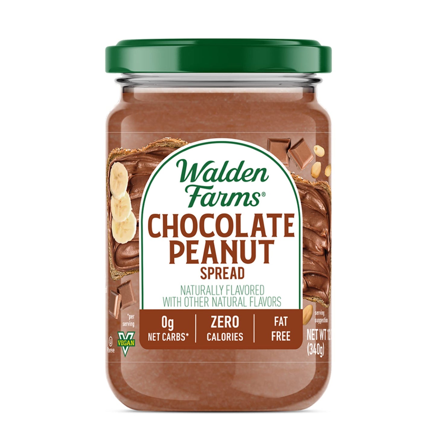 Walden Farms Whipped Chocolate Peanut Spread, Fat and Calorie Free Nut Butter, Natural Fresh Roasted Nuts, Smooth and Creamy Cla