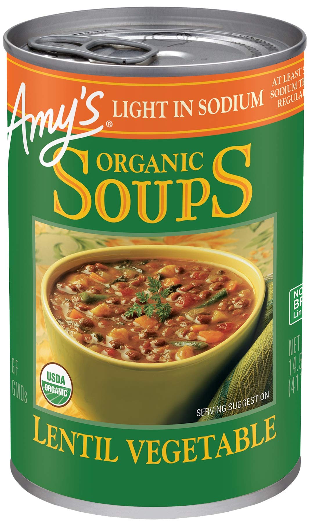 Amys Soup  Vegan Light in Sodium Lentil Vegetable Soup  Gluten Free  Made With Organic Vegetables  Canned Soup  14.5 Oz