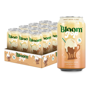 Bloom Pop Prebiotic Soda 12 Pack  Rootmalt Drink Float Flavor  12Oz Cans | Prebiotic Soda For Gut Health  Low Calorie Soda  No Energy Blend  Healthy Soft Drink Alternative