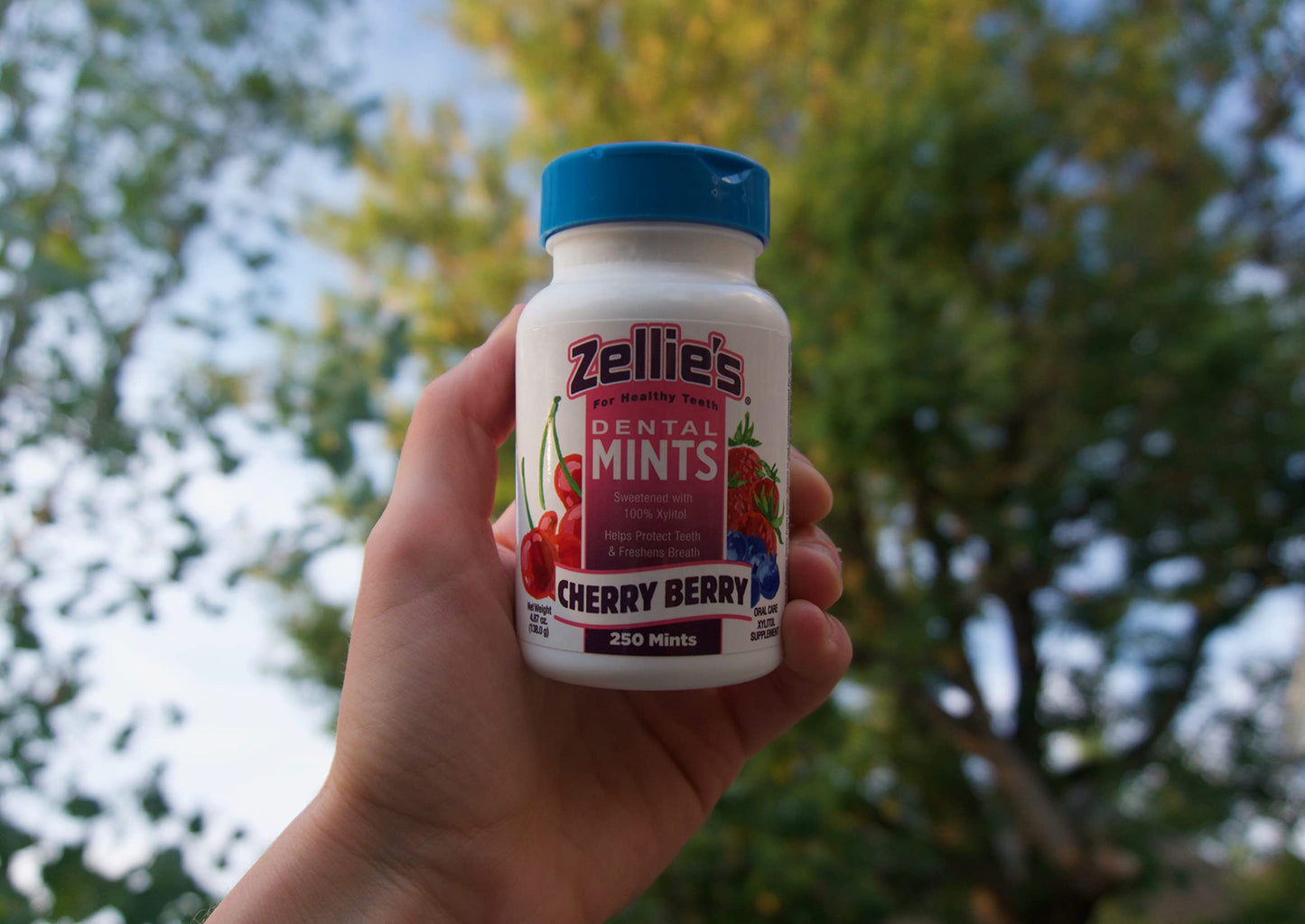 Zellie'S 100% Xylitol Sugar Free Cherry Berry Breath Mints  Non-Gmo, Low-Calorie, Gluten Free, Vegan & Kosher Mints (250 Count -