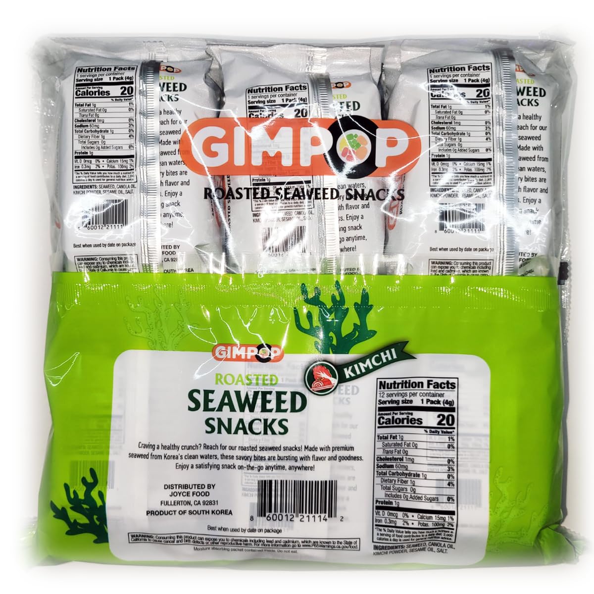 Gim Pop Roasted Sea  Snacks, Kimchi Flavor, Healthy Crunch, Premium Quality