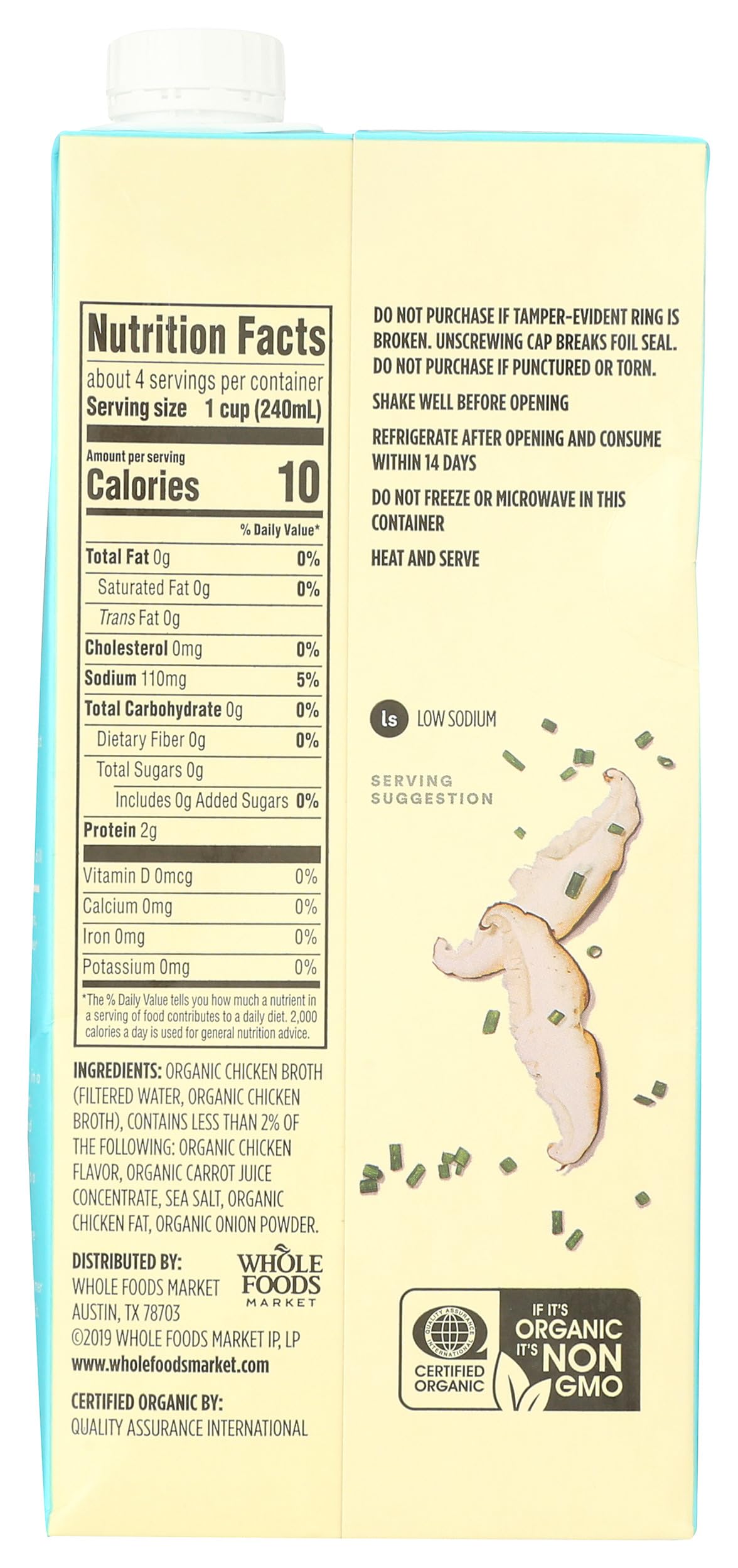365 by Whole Foods Market Organic Low Sodium Chicken Broth, 32 Fl Oz - Healthy, Flavorful Cooking Essential