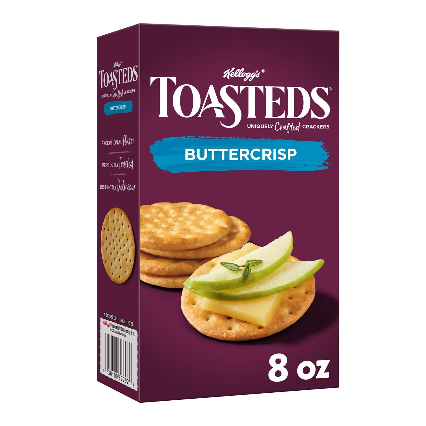 Toasteds Crackers, Classic Buttercrisp, 8oz Box, Party Snacks, Lunch Snacks, Purple