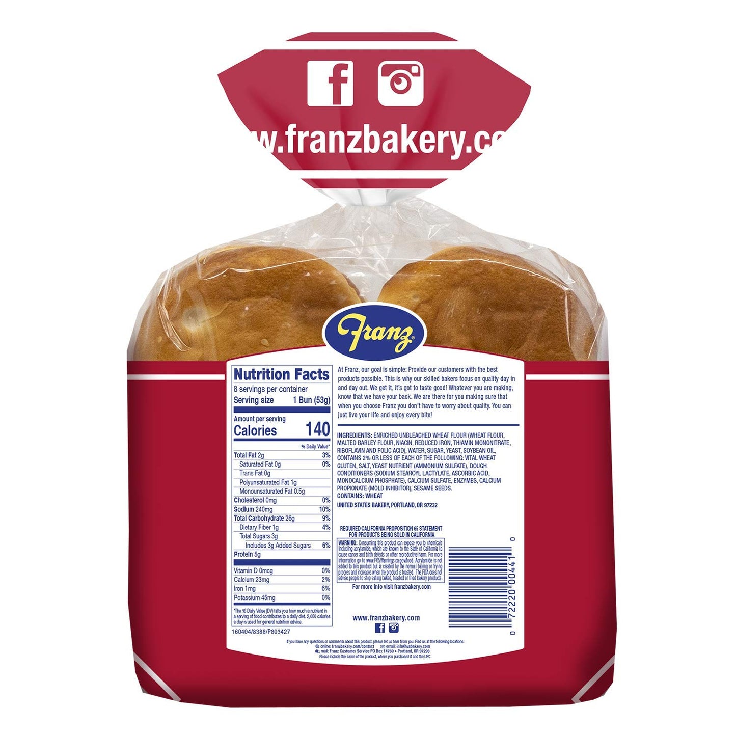 Franz Cluster Sesame Hamburger Buns, 15 oz