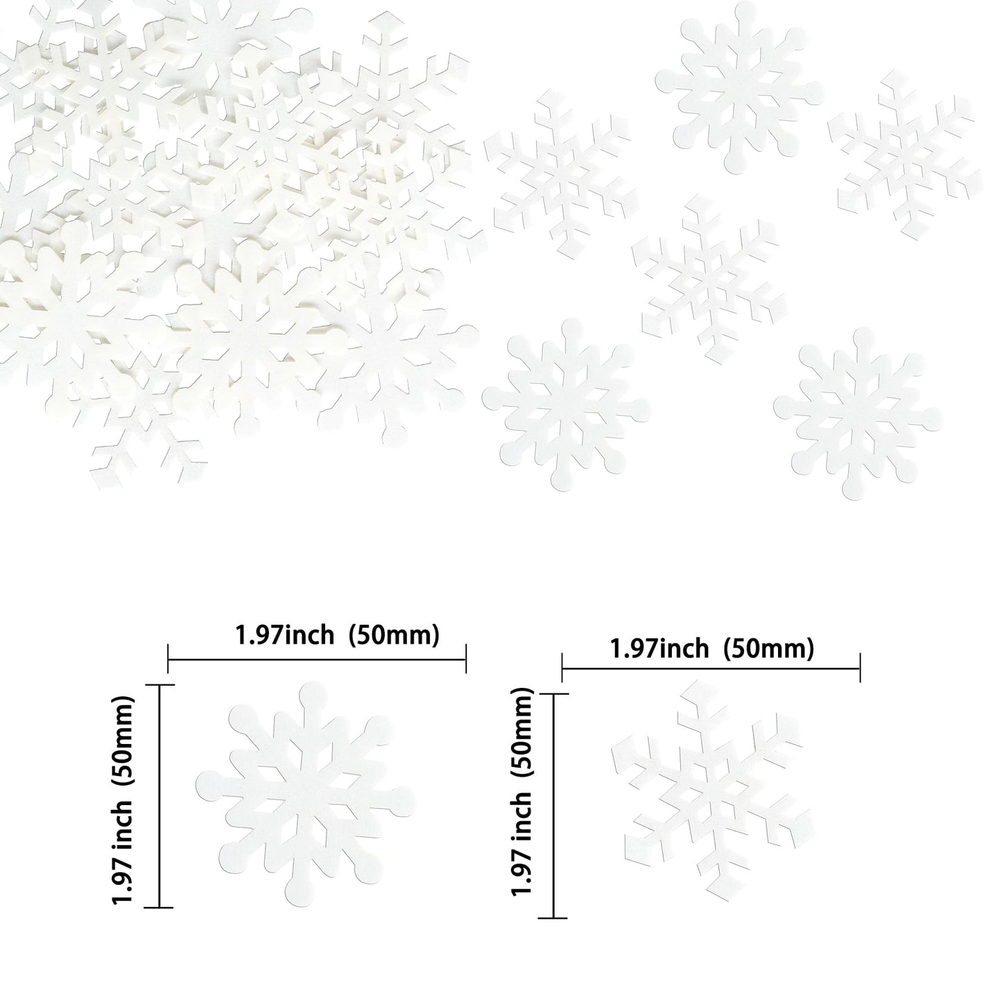 Gyufise Edible Snowflakes Cupcake Toppers - 60Pcs Wafer Paper Sprinkles for Christmas - 1.7 inches - White