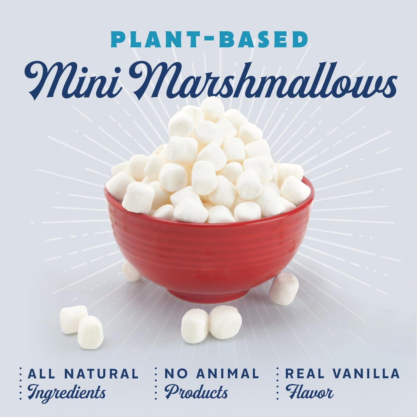 GoodMallow Mini Vegan Marshmallows - Kosher Halal Dairy & Gluten Free Healthy Mini Marshmallows - Natural Gelatin Free for Hot Chocolate  Smores  Campfire  Baking - Non-Artificial