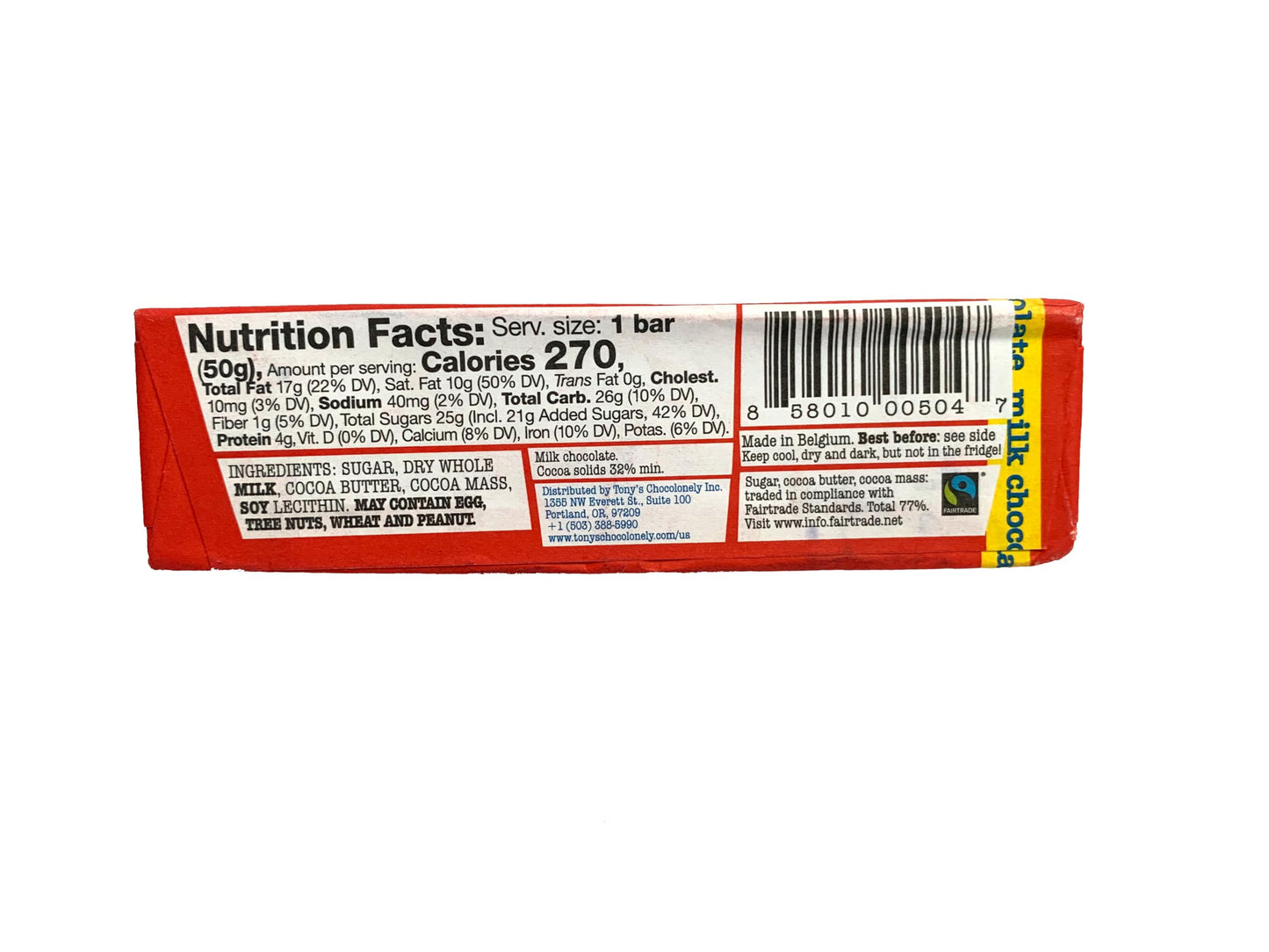 Tonys Chocolonely Milk Chocolate Bar 1.8 Oz.