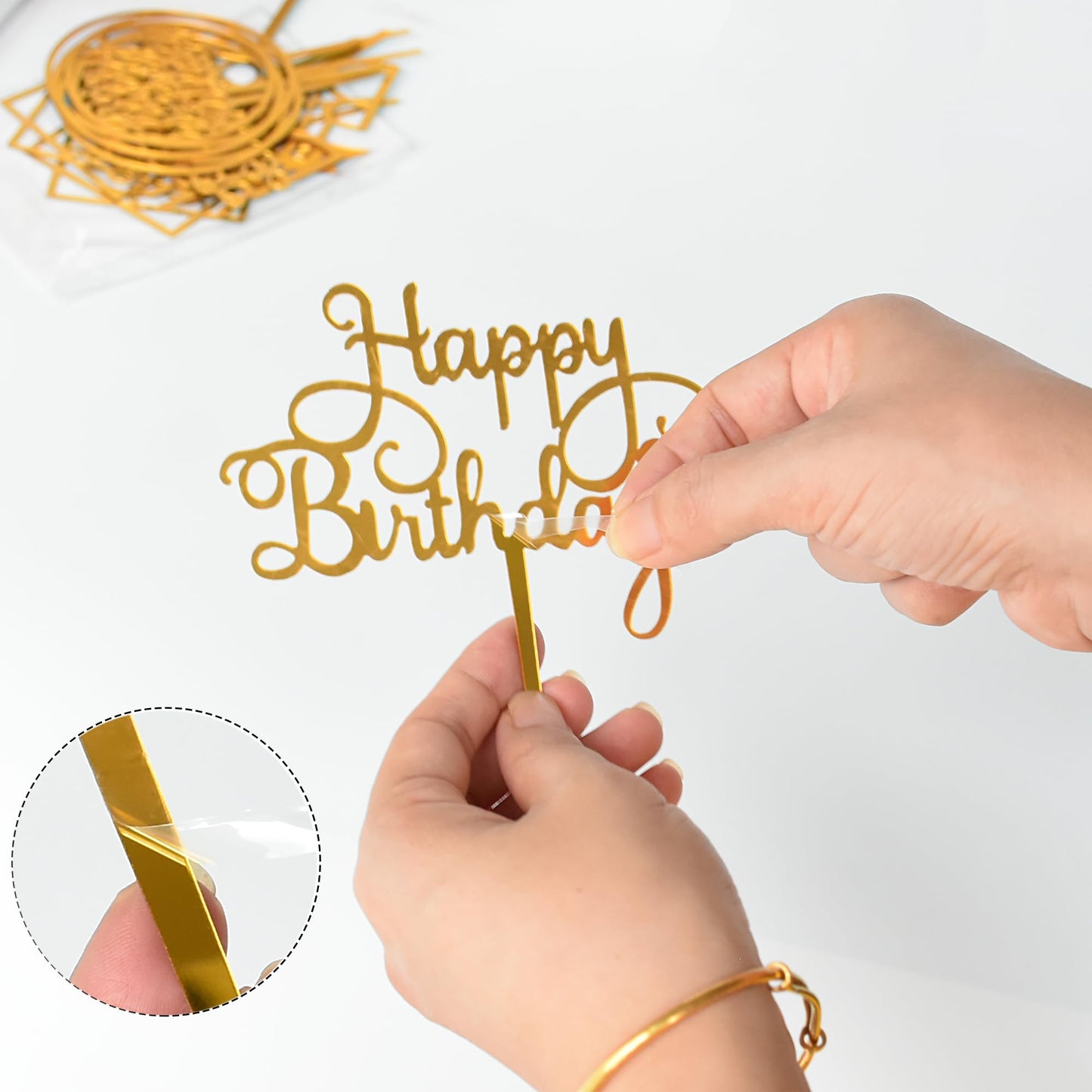 Chewarelly 12 Pack Multi Styles Birthday Cake Topper Set, Acrylic Cake Bunting Decor Birthday Cake Picks Party Decorations Suppl