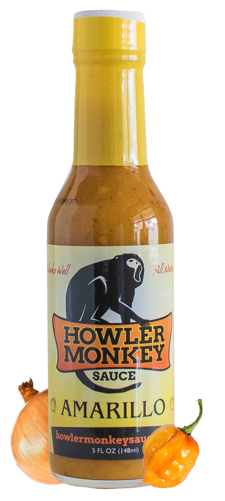 Howler Monkey Sauce Amarillo - Panama Style Hot Sauce - Gluten-Free, No Carbs, Low Sodium - No Thickeners, Preservatives, Or Add