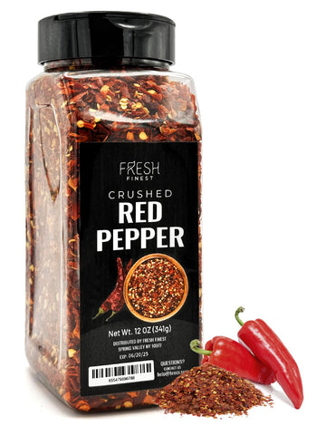 Fresh Finest Crushed Red Pepper - 12Oz Crushed Red Pepper Flakes - Crushed Chili Pepper Flakes For Pizza Dough, Sauces, Marinade