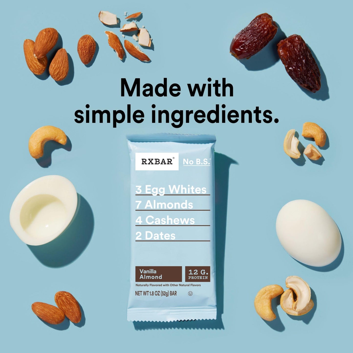 Rxbar Protein Bars, Protein Snack, Snack Bars, Vanilla Almond, 22Oz Box (12 Bars)