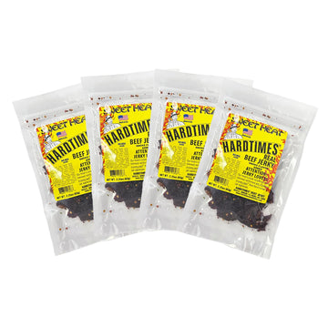 Hardtimes Handcrafted Beef Jerky - Sweet Heat Flavor - 4 Pack of 2.25 oz Bags