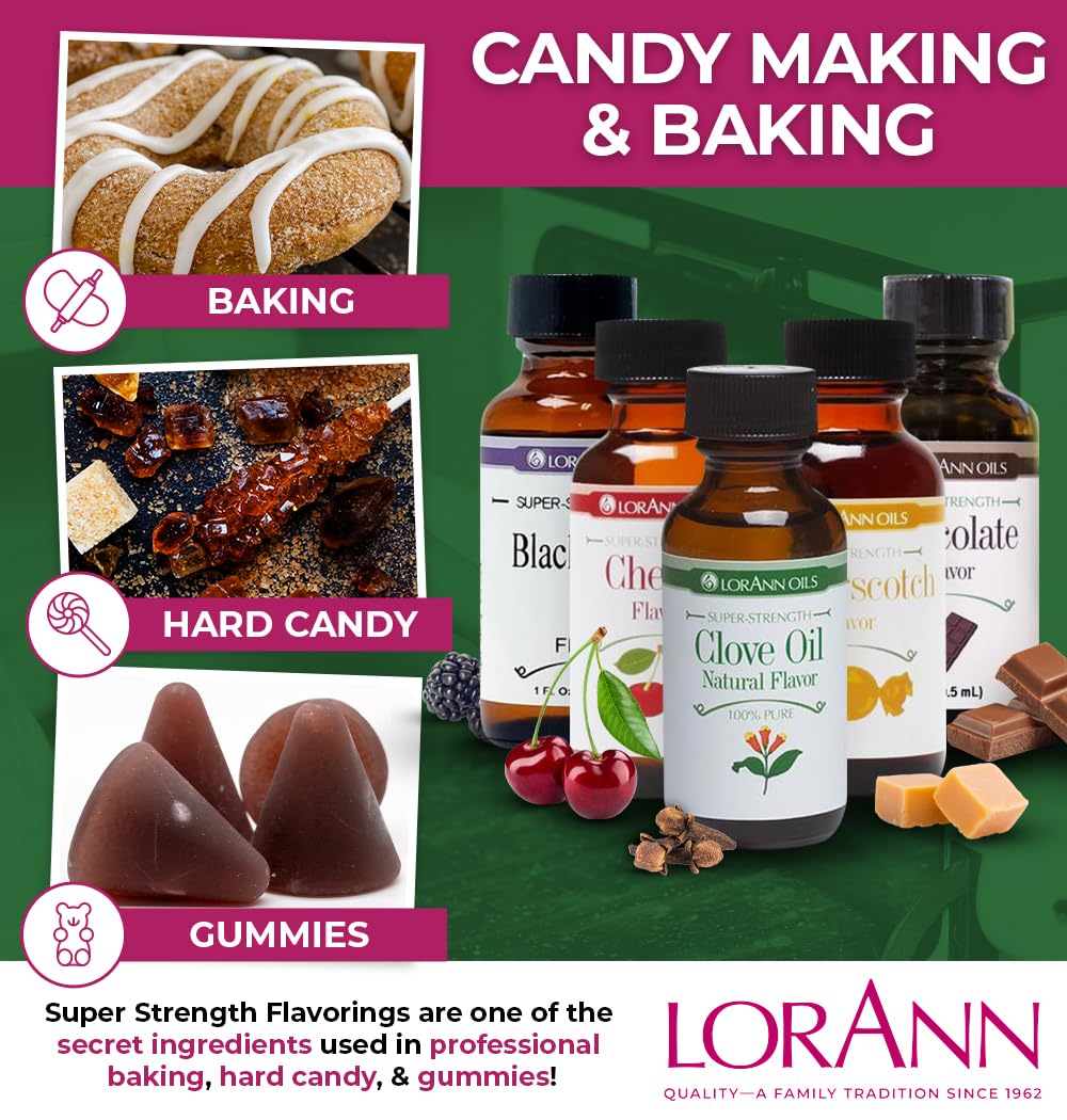 Lorann Oils Super Strength Flavoring , Used For Candy Making, Flavoring Extracts, Baking, Hard Candy, & Flavor Oils - Bold, Natu