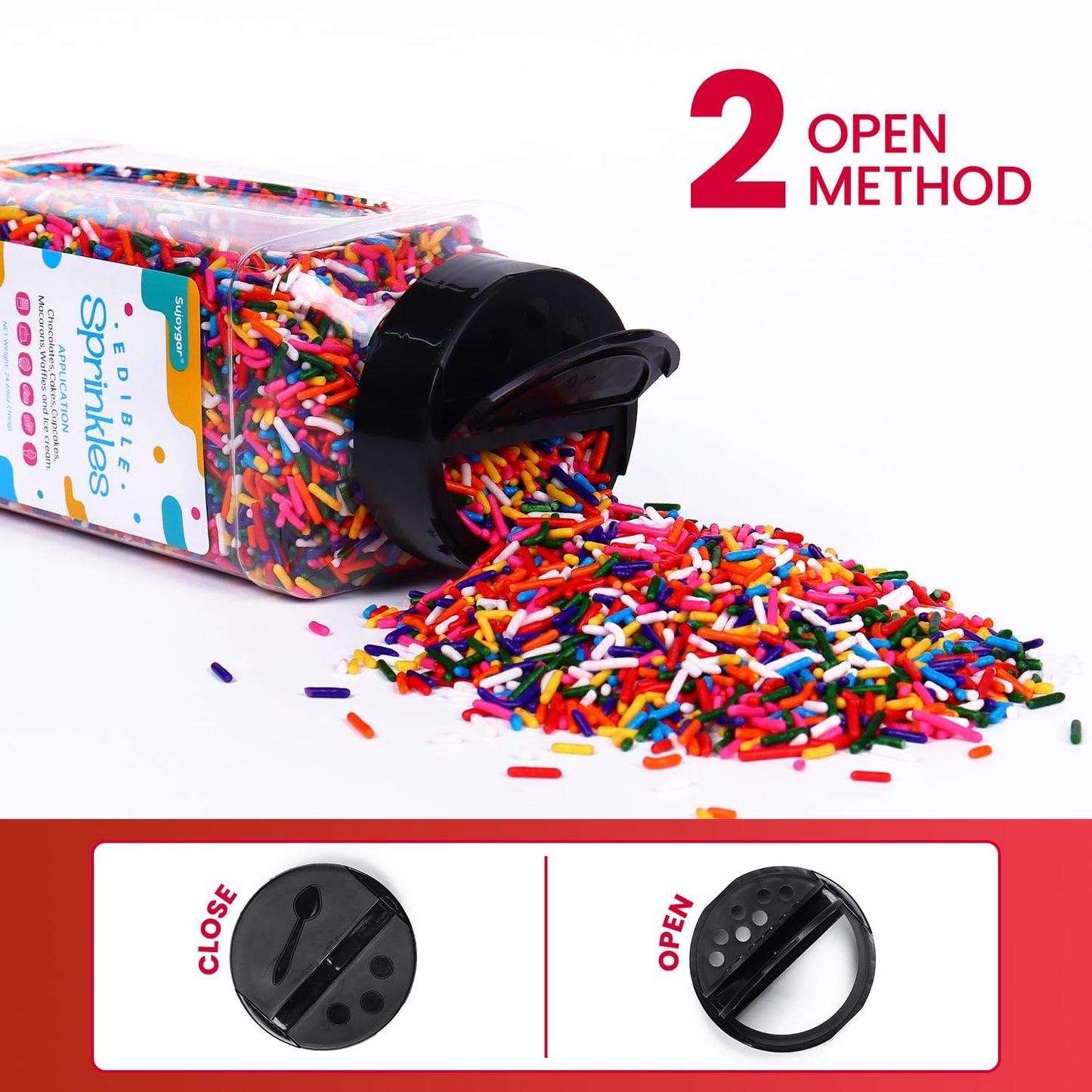 Rainbow Sprinkles, 1.32Lb Bulk Rainbow Jimmies Sprinkles For Cake Decorating, Edible Sprinkles For Cupcake Toppers Ice Cream Coo