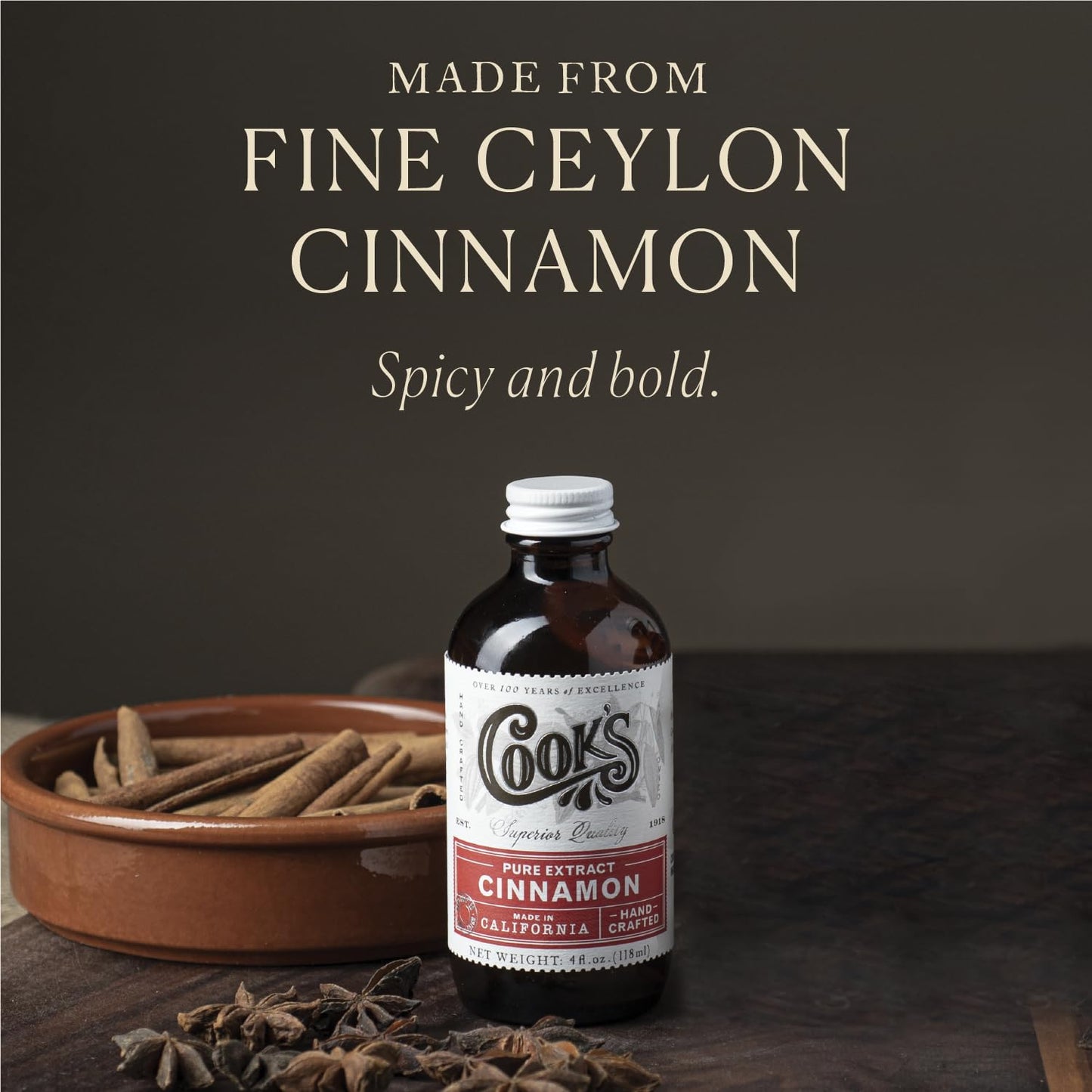 COOKS Pure Ceylon Cinnamon Extract, All Natural, 8 Fl Oz