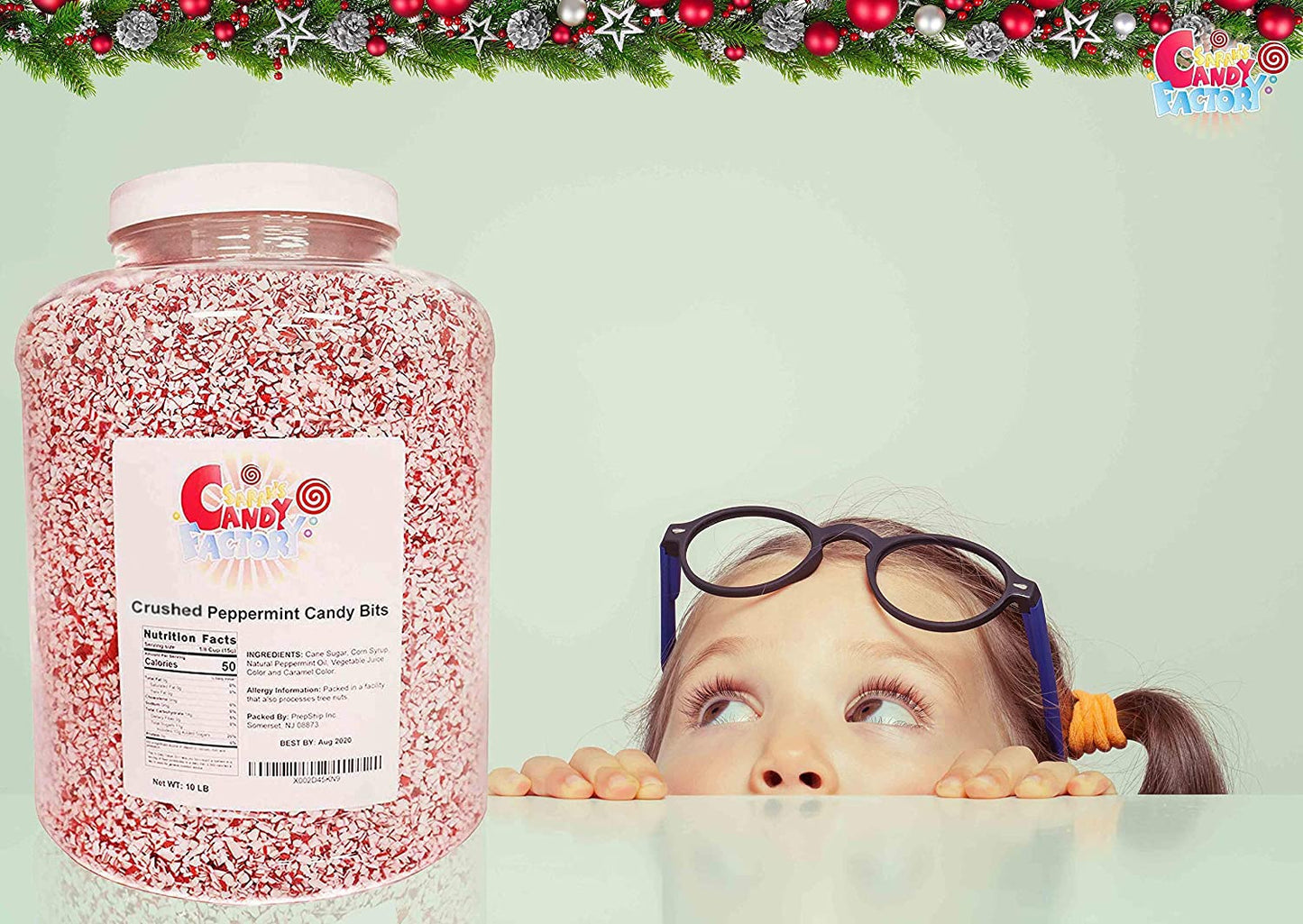 Sarah s Candy Factory Crushed Peppermint Candy Pieces Bits in Jar (10 Lbs)