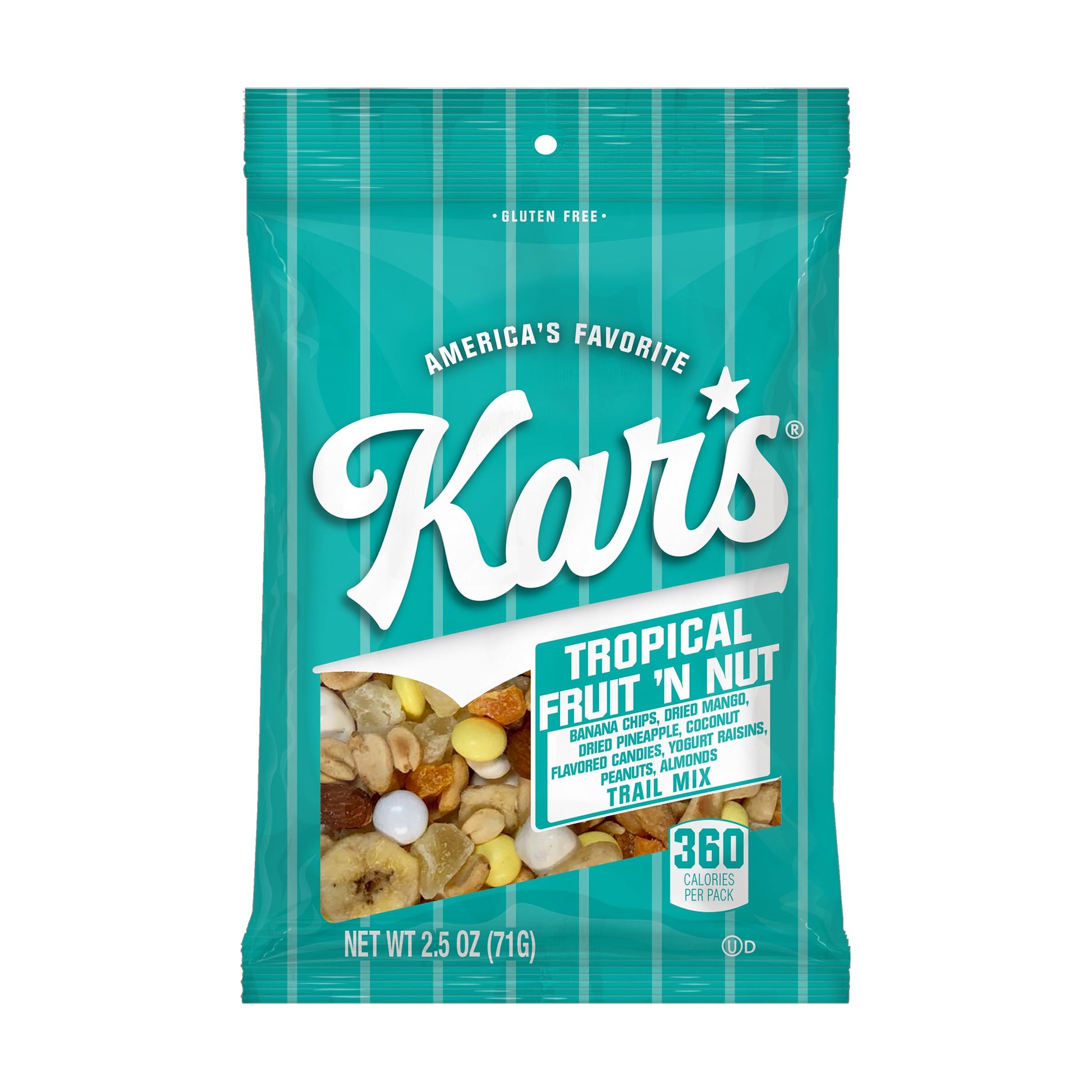 Kars Nuts Tropical Fruit N Nut Trail Mix, 2.5 oz Grab & Go Bags, Individual Snack Packs (Pack of 42), Gluten-Free Trail Mix Snac