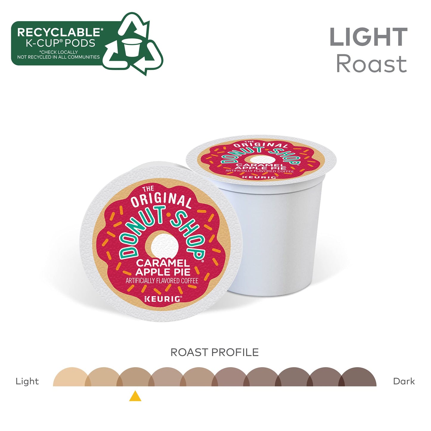 The Original Donut Shop Coffee, Keurig K-Cup Pod, Light Roast, Caramel Apple Pie, 12 Count