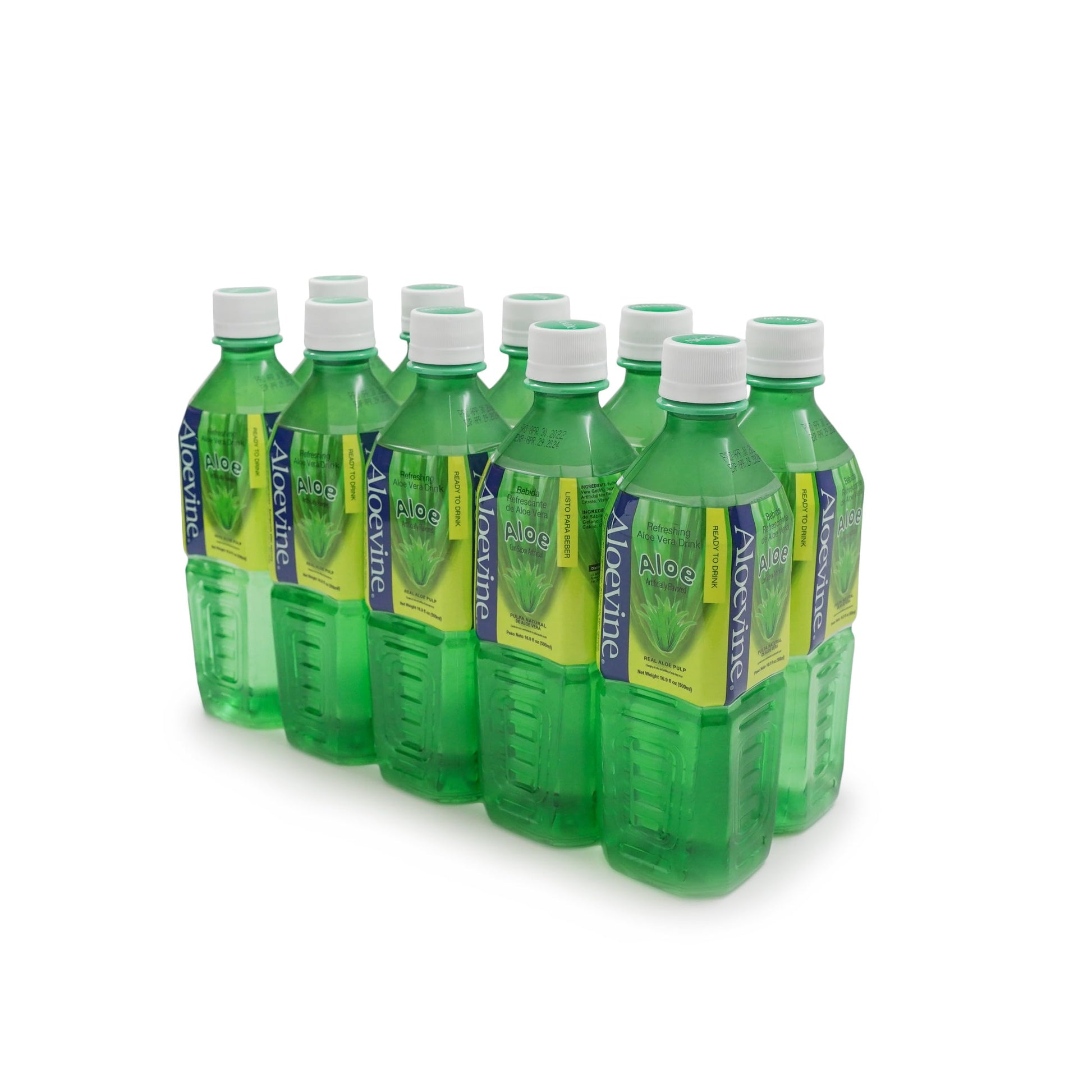Aloevine Aloe Vera Drink Original healthy juice pure with chunks of aloe l 16.9 oz. 10 pack l plant based Vegetable Korean drink