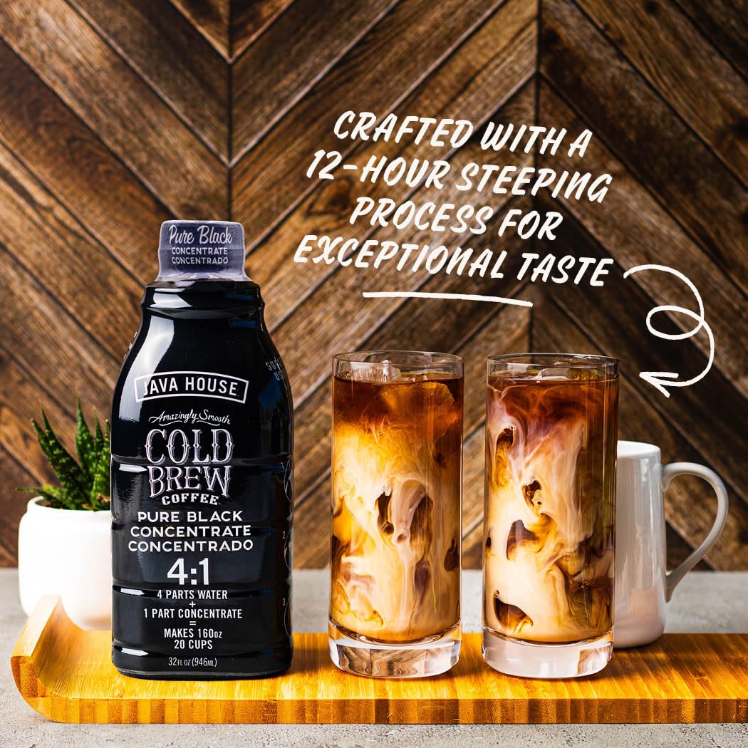Java House Cold Brew Coffee Liquid Concentrate, Colombian, 32 Fl Oz Bottle, Black, Model FC309322