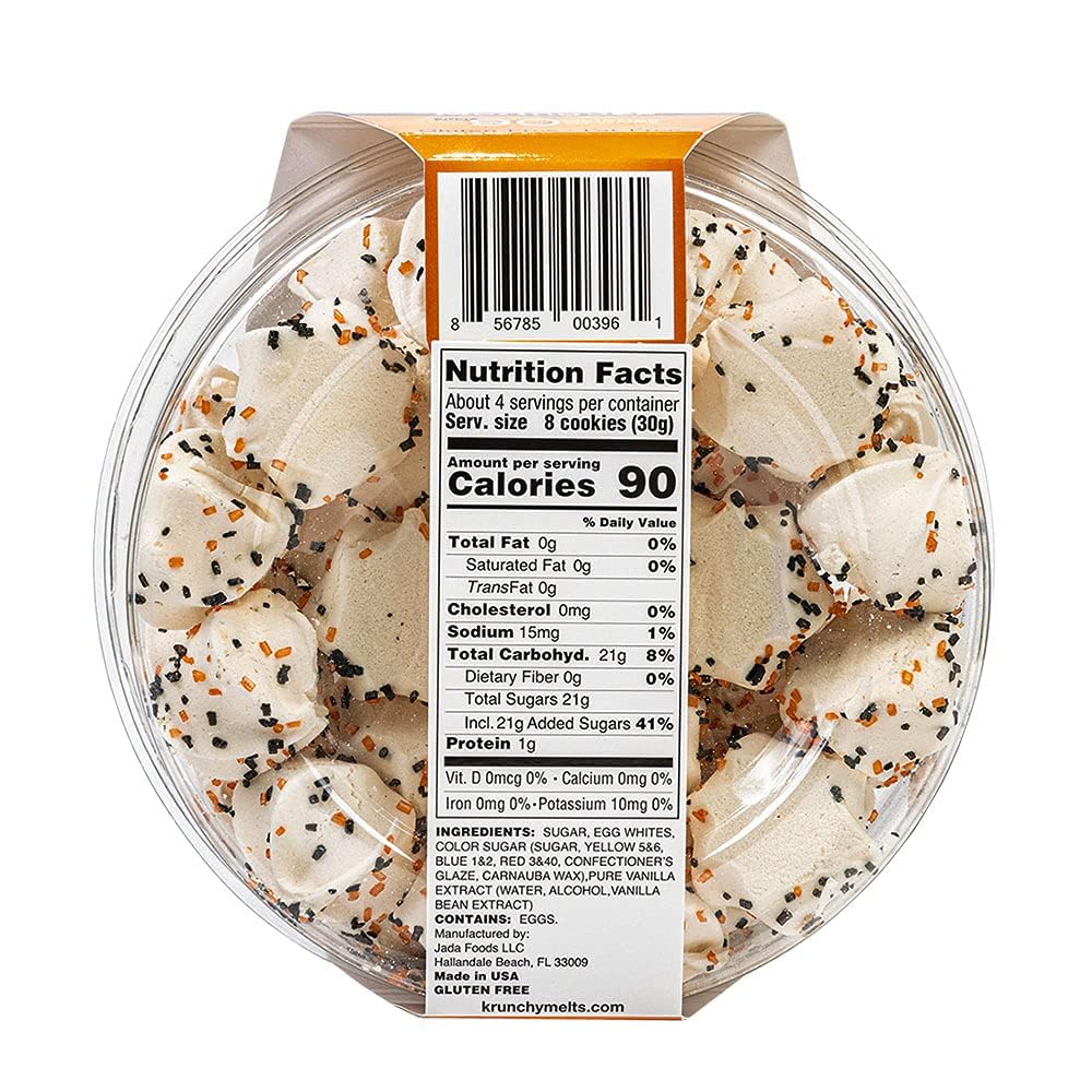 Krunchy Melts Original Meringue Cookies | Halloween Vanilla Flavor | Only 90 Calories Per Serving | Fat Free, Gluten Free, Dairy