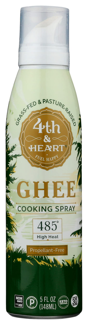4th & Heart Original Ghee Oil Cooking Spray, Non GMO, 5 Fluid Ounces (Pack Of 6)