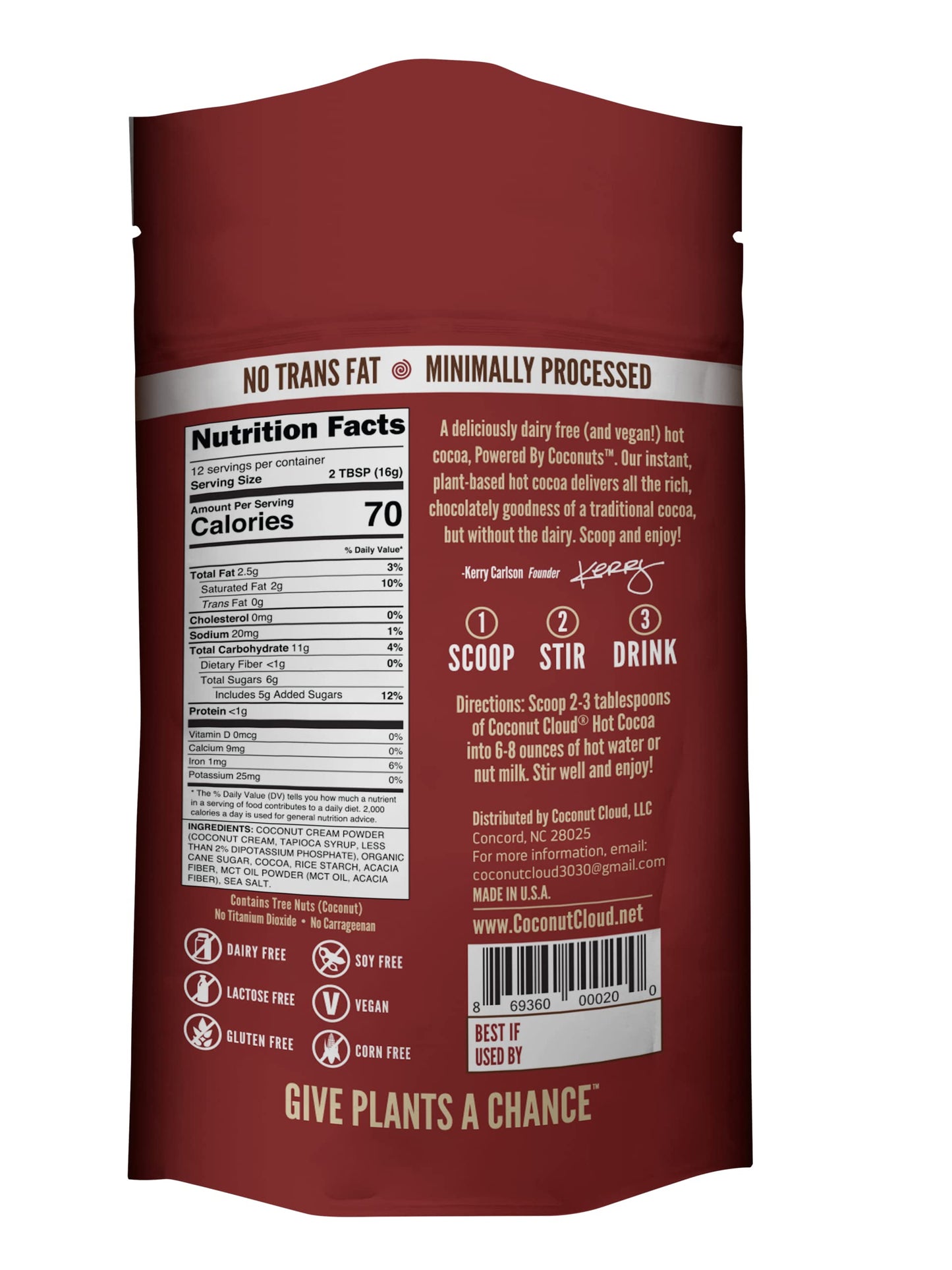 Coconut Cloud: Dairy-Free Instant Hot Cocoa Mix | Vegan, Natural, Delicious, Creamy Plant Based Chocolate (Made In Colorado From