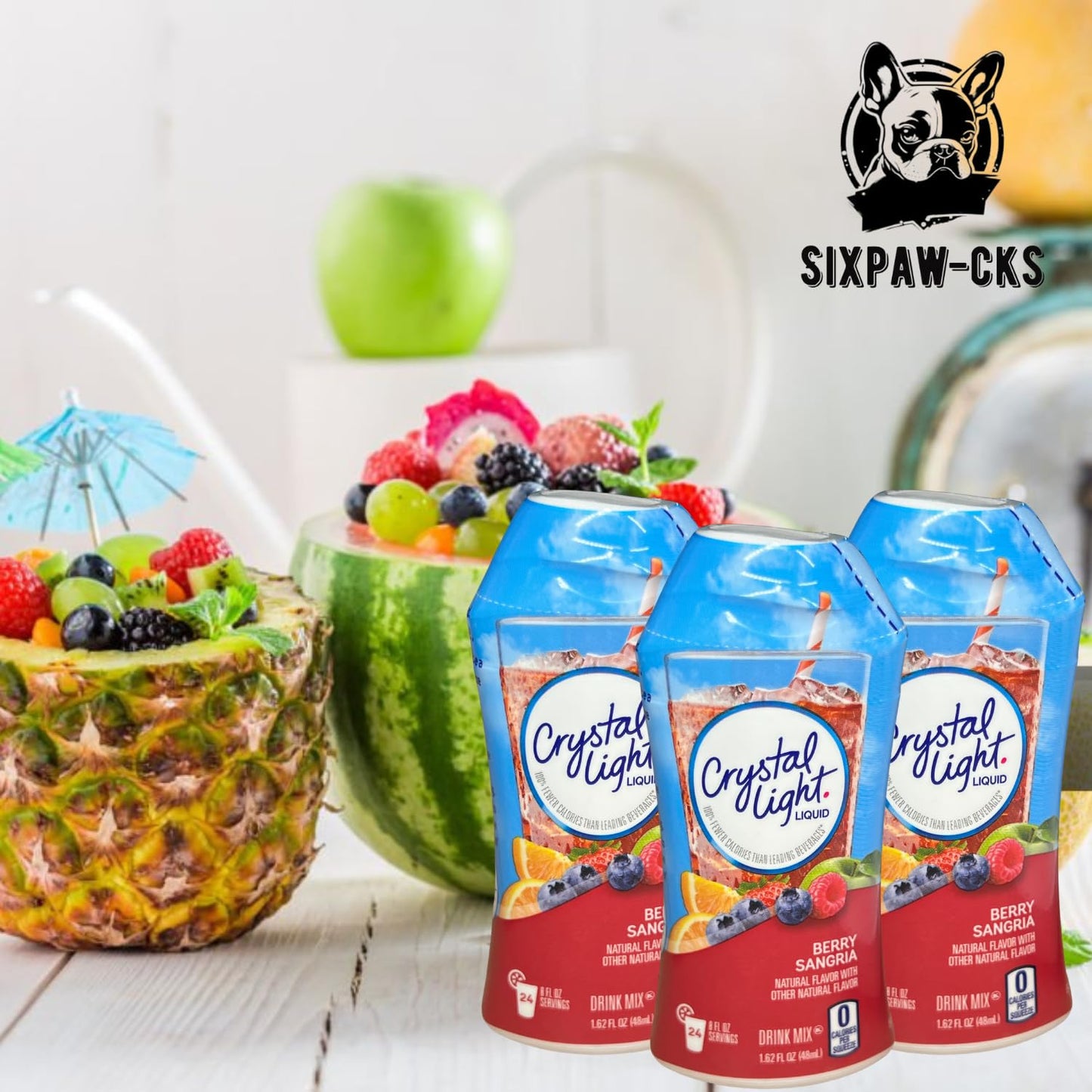 Crystal Light Sugar-Free Berry Sangria Zero Calories Liquid Water Enhancer 3 Pack (1.62 Fl Oz) Bundled 1 Sixpaw-Cks Stirring Spo