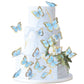 Cyodoos 30Pcs Blue Gold Edge Mixed Size Lively 3D Waterproof Butterfly Cupcake Topper For Girls Women'S Happy Birthday Wedding P
